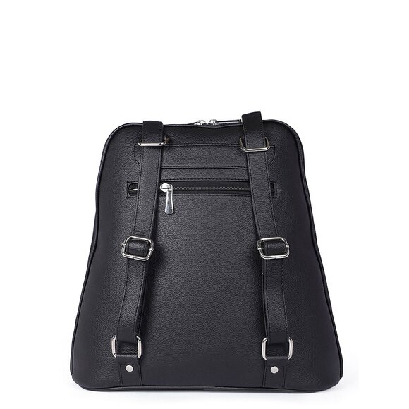 Women’s Black Vegan Leather Backpack – Top Handle Daypack - Picture 9 of 10